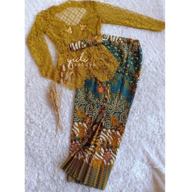 ''Terlaris" Set Kebaya Bali Modern Semi Italy Gold Lasem | Kebaya Wisuda Kondangan Murah