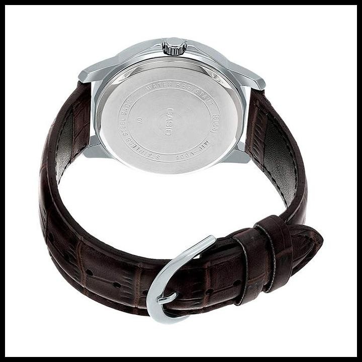 Jam Tangan Pria Casio General Mtp-V300L-7Audf Men Silver Dial Brown Leather Strap Original Best Sell