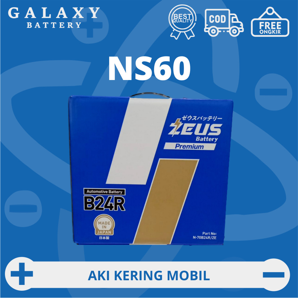 Aki Mobil Zeus NS60 Daihatsu Taruna Oxxy All New Xenia Accu Kering