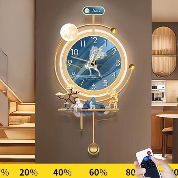 Jam Dinding Tempel Aethetic Jam Dinding Bear Mewah 60 Cm Jumbo Ruang Tamu 10W Led Lampu Dinding Remo