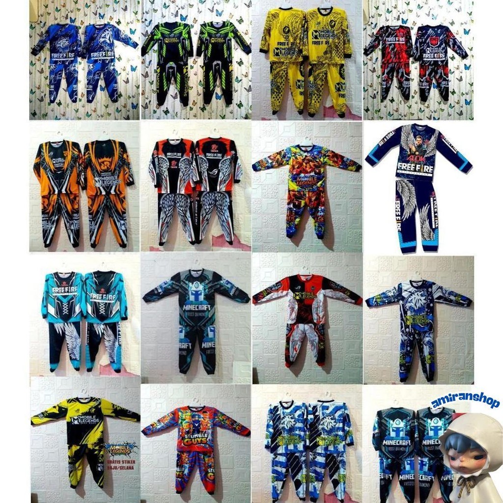 Marvel Shop | Setelan Free Fire Anak Laki Laki | Celana Angel Joger Enjel Ff Terbaru Gaming Free Fir