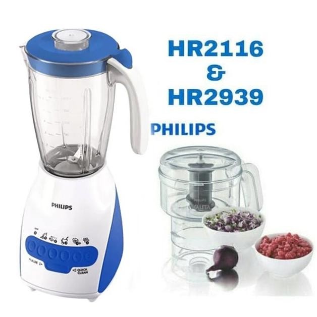 Diskon Philips HR2116 + HR 2939 Blender Gelas Kaca Paket Chopper Philips
