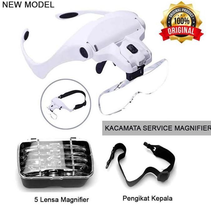 

Sale! Kacamata Service Jam / Hp Pembesar 5x Magnifier dengan 2 Lampu LED