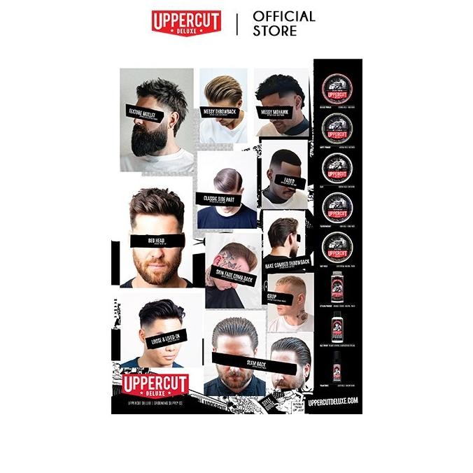 tersedia uppercut deluxe pomade styling guide poster
