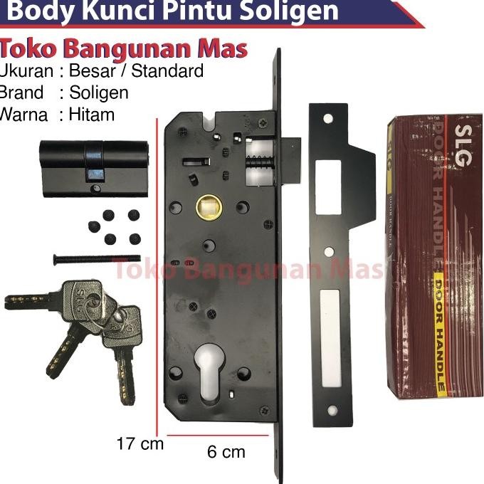 PROMO Body kunci Soligen Hitam Pintu Kayu / Body Kunci Pintu Normal