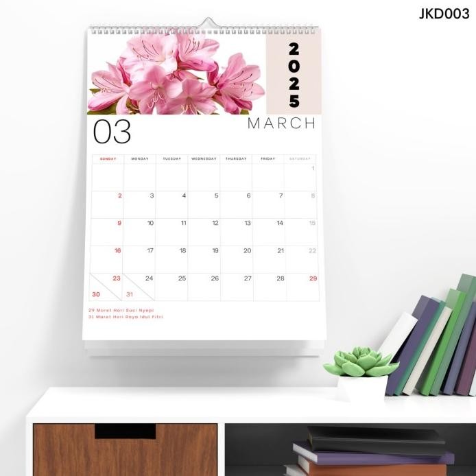 

ready kalender dinding tahun 2025 aesthetic lengkap gambar bunga cantik isi 13 lembar murah