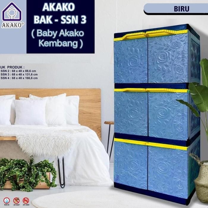 Lemari plastik lemari pakaian akako Baby Akako Kembang 3 susun