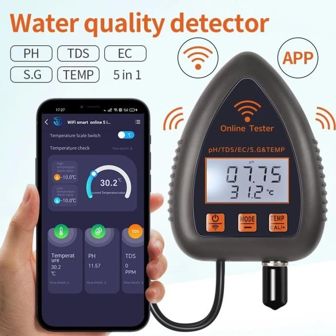 Ph-991W 5In1 Ph Ec Tds Sg Temperature Smart Meter Water Hidroponik Co