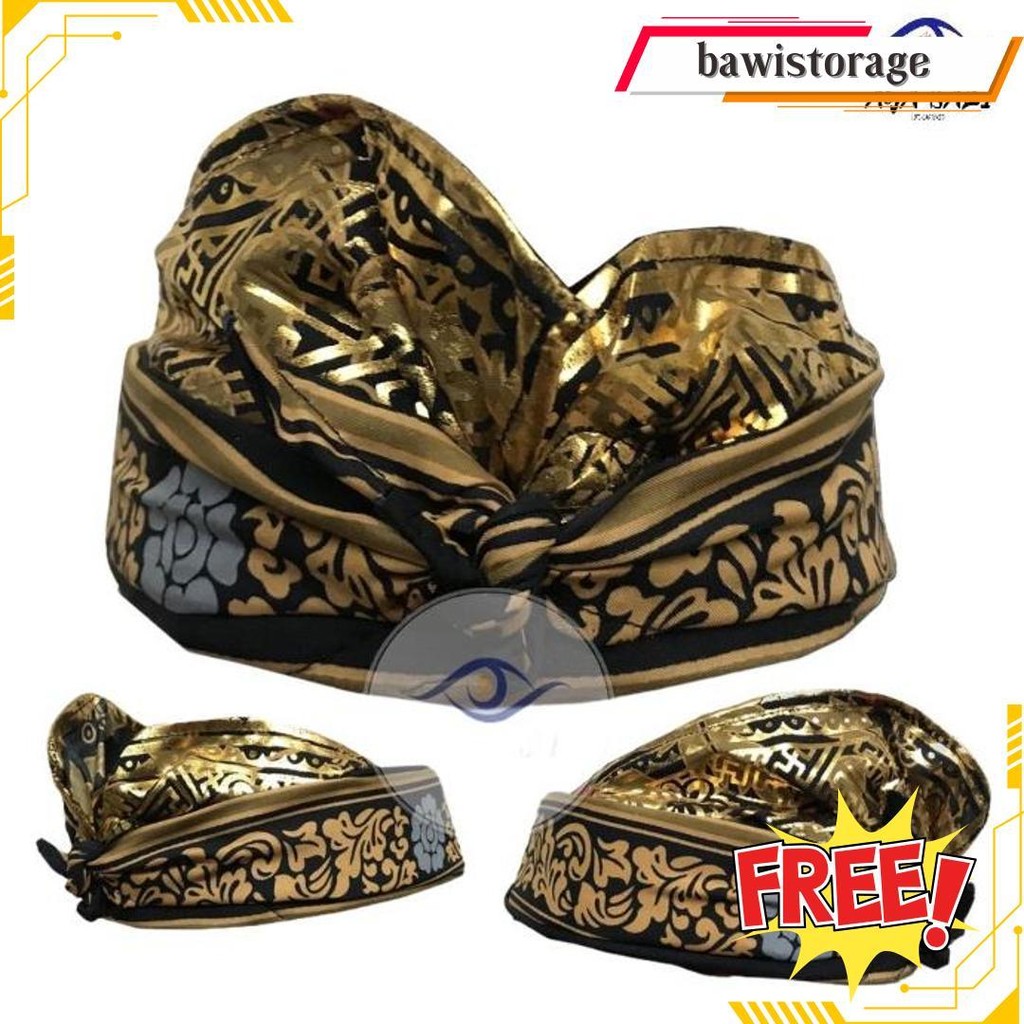 Udeng Bali Jadi Batik Patra Hitam Gold Seri A&B  U006.Ag Bisa Cod