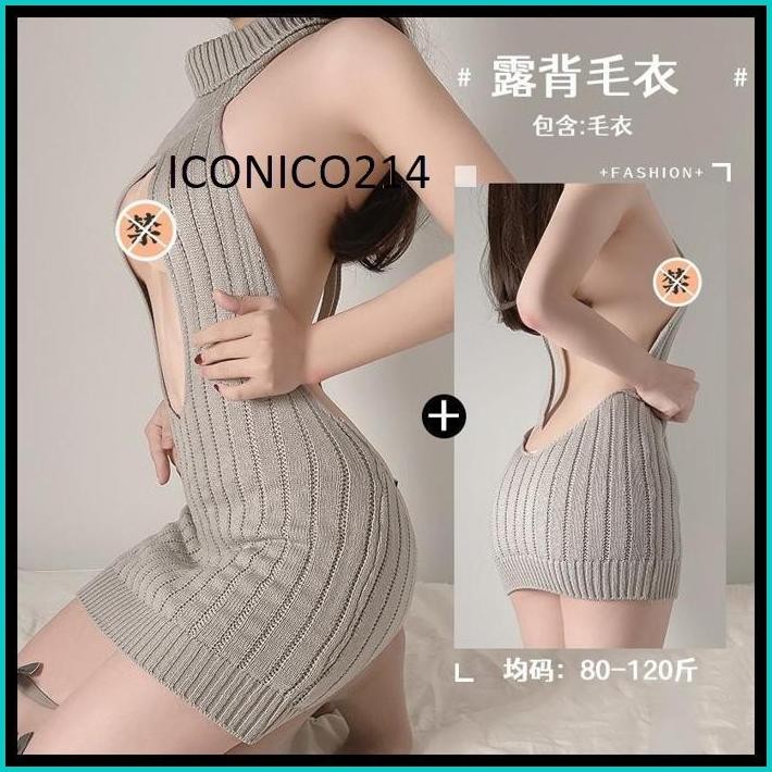 LI-130 ANIME SWEATER OPEN CHEST KNIT BAJU TIDUR WANITA COSPLAY KOSTUM