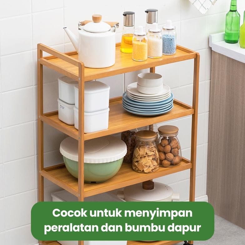 Rak Dapur Susun Rak Kayu Serbaguna Rak Bumbu Dapur Rak Panci Susun Rak Kamar Mandi Balkon HRK505