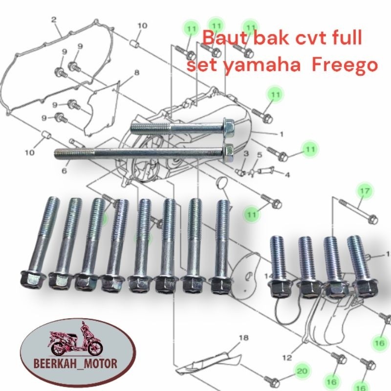 Baut Bak Cvt Full set Yamaha Freego