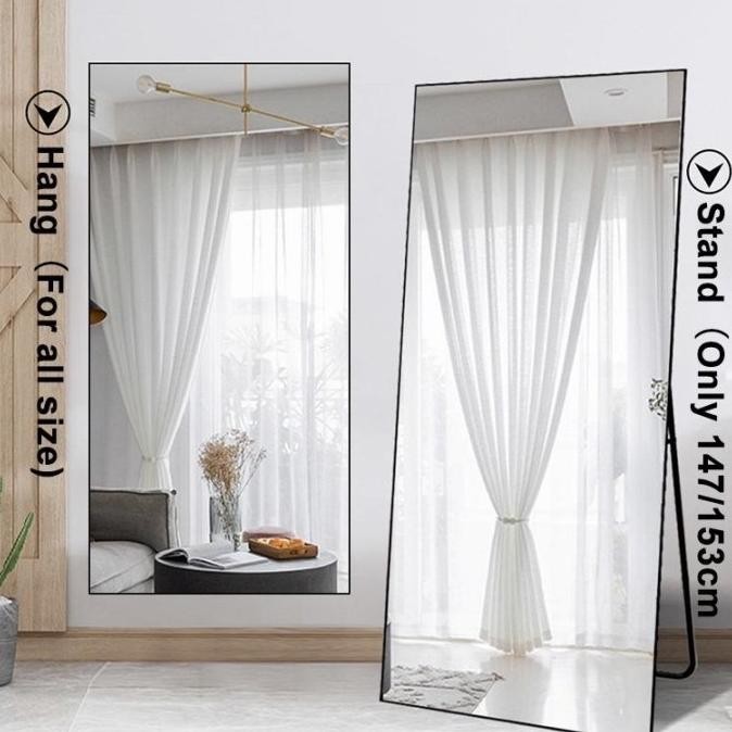 RA Cermin Standing Full Body Putih / Kaca Berdiri Adjustable / Standing HD Mirror Dengan Roda 16050c