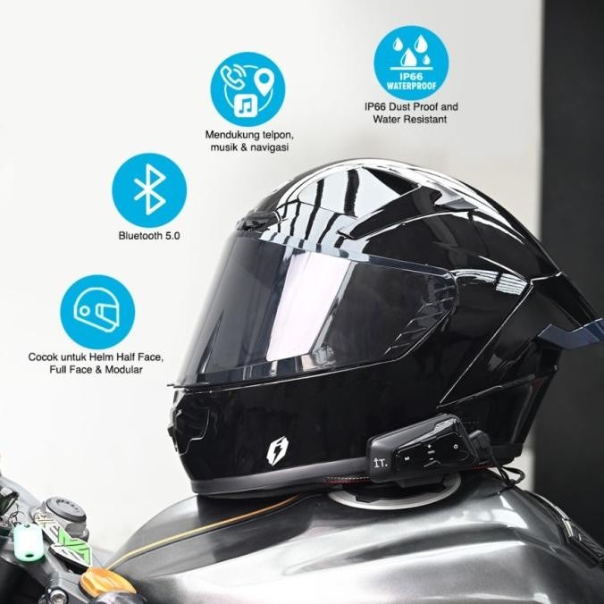 Promo It R10 Mesh Intercom Bluetooth Headset R10 Garansi Resmi Tam - Black