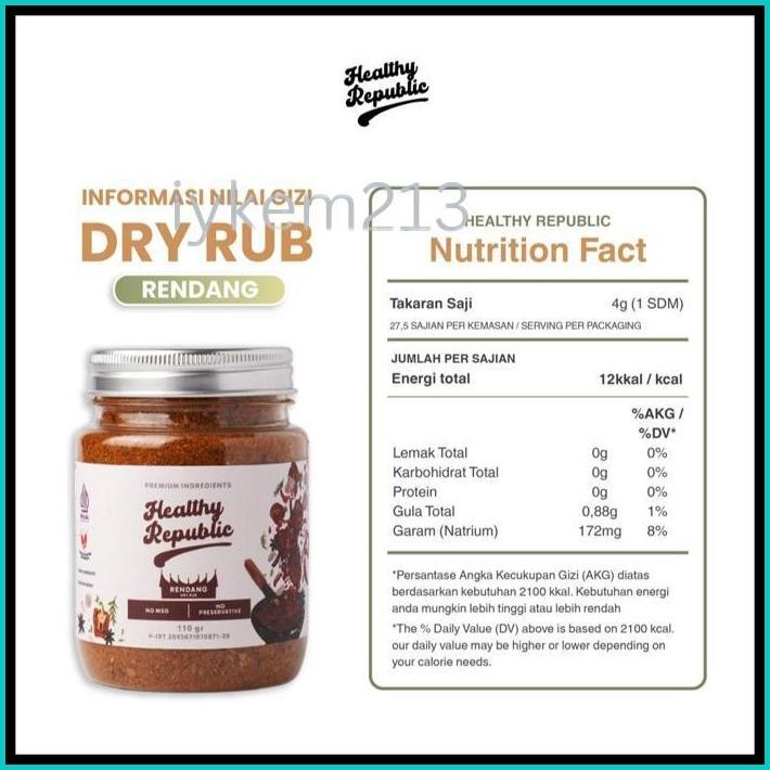 

[ BUNDLE 3PCS ] HEALTHY REPUBLIC BUMBU MARINASI SERBA GUNA RENDAH KALORI RENDAH LEMAK 110GRAM