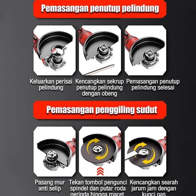 Reaim Gerinda baterai cordless brushless Mesin Gerinda tangan lengkap 4 mata Angle grinder elektrik 