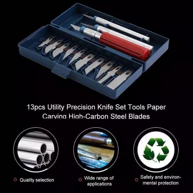 

df-8 GB29 [BEST QUALITY] SET PISAU UKIR SENI 13 IN 1 CRAFTING ART KNIFE WITH 3 HANDLE Termurah Termurah