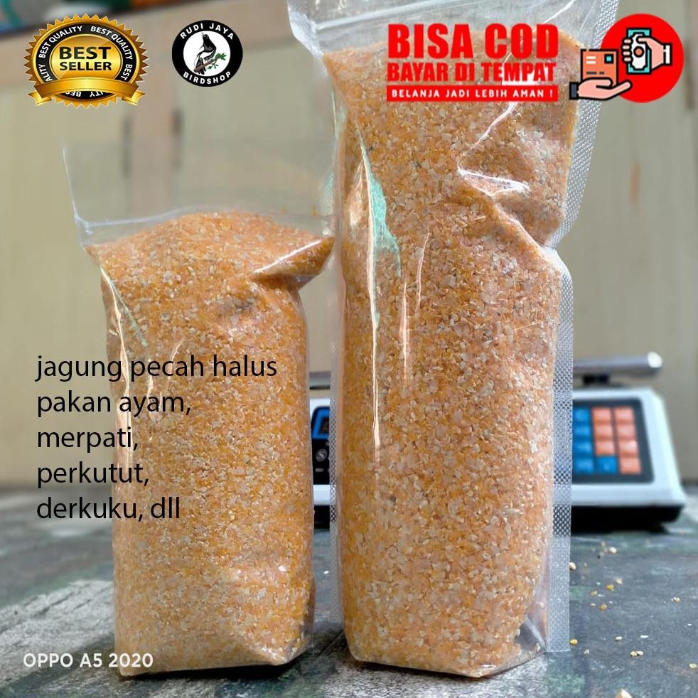 Promo Spesial gd-5 Jagung Pecah Halus 500 Gram Pakan Makanan Ayam Bebek Unggas Burung Merpati Dara A