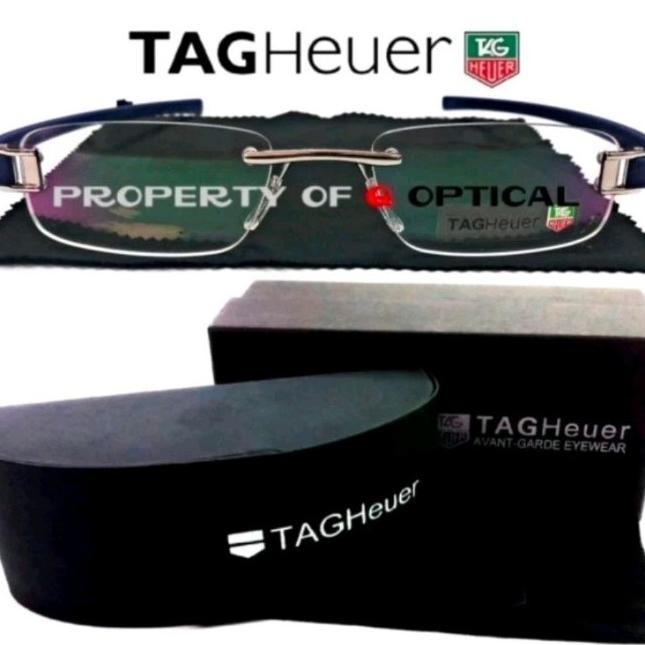 ready  Kacamata Frame Pria Titanium Rimless Tag Heuer TH5069_C2 Silver Blue