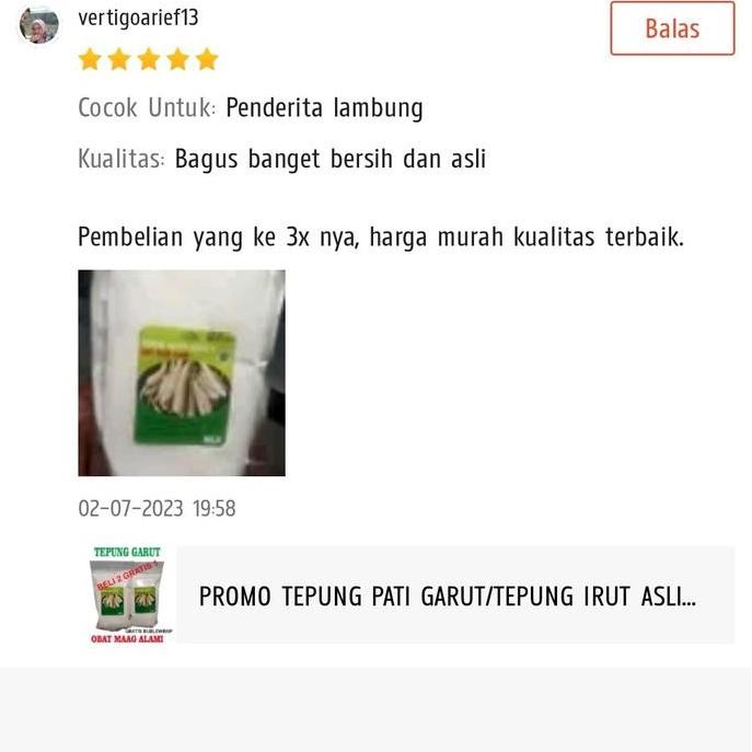 

Sale Tepung Pati Garut/Angkrik Pati Asam Lambung Original 1Kg Bebas Gula Organik
