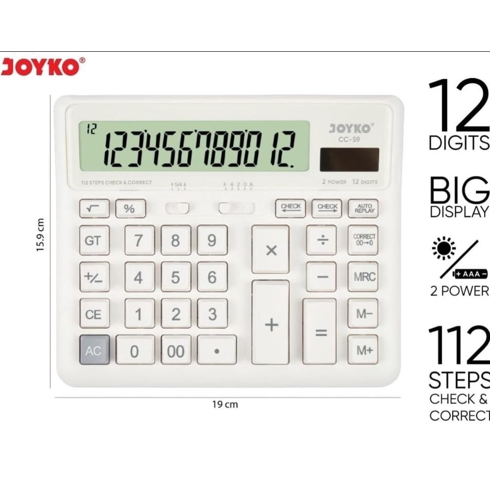 

dg-78 TR24 Kalkulator ORI JOYKO CC 59 / Calculator Check Correct CC59 12 Digit Besar Viral Sale
