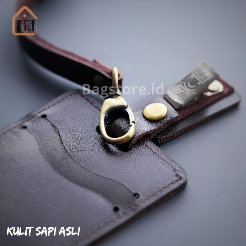 

Promo Hemat! ii-99 name tag tempat ID Card dan tali lanyard kulit sapi asli- CLIP Viral Hemat