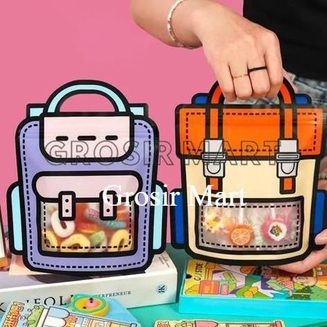 

qw-7 rt-342 GM Kantong Snack Goodie Bag Anak Tas Plastik Ziplock Tas Ransel Sekolah Hadiah Ultah Ulang Tahun Hampers Bingkisan Kado Souvenir Snack Berkualitas Premium