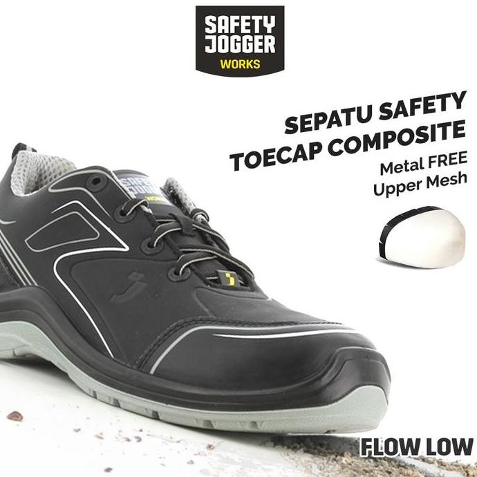 Terjangkau [Gratis Sarung Tangan] Safety Jogger Works Flow S3 Low Sepatu Septi Proyek Pabrik Sporty 