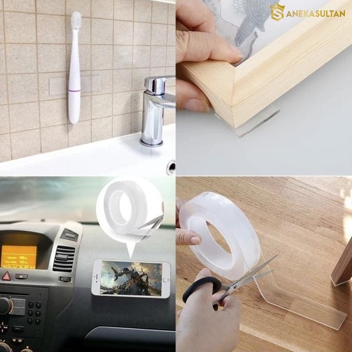 

fth- dh-68 AS Double Tape Nano Bening Transparan 1M 3M 5M Nano Tape 1 Meter Isolasi Bening Tempelan Serbaguna Sale Viral