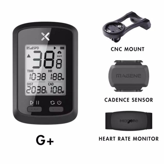 SPEEDOMETER SEPEDA GPS XOSS G+ PAKET KOMPLIT CADENCE HEART RATE BARFLY