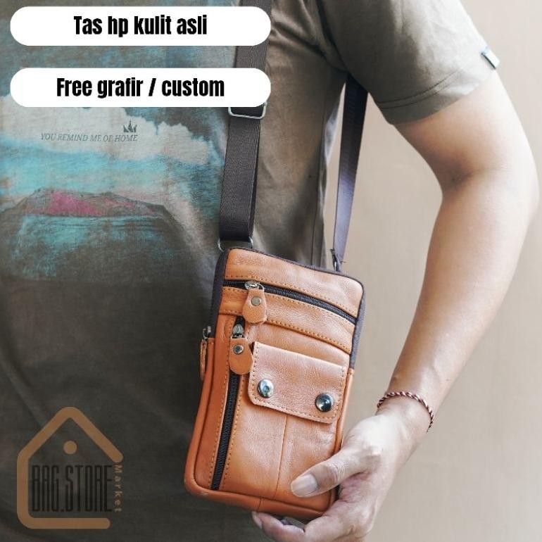 MMA-1318 sd-67 tas kecil untuk hp/ mancing/ bersantai dari kulit sapi Hemat Murah