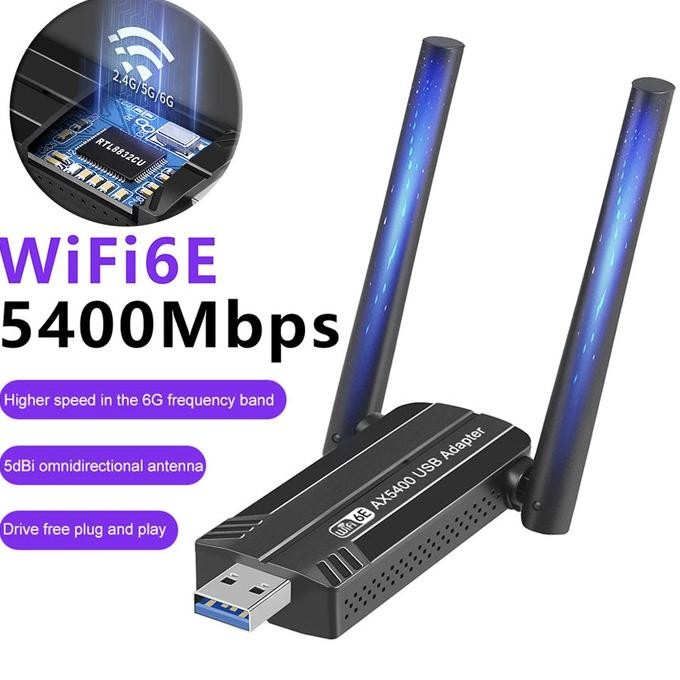 BEBAS ONGKIR - USB 3.0 Wifi 6 6E AX 5400Mbps Wireless Dual Band AC 2.4Ghz 5.8Ghz 5Ghz 5G 6Ghz AXE540