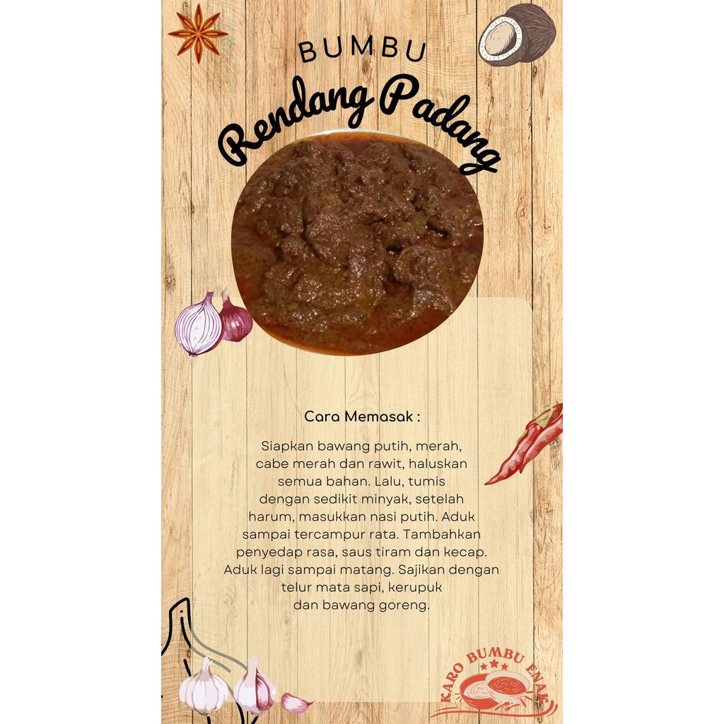 

Bumbu Rendang Padang Untuk 1kg Daging nUg