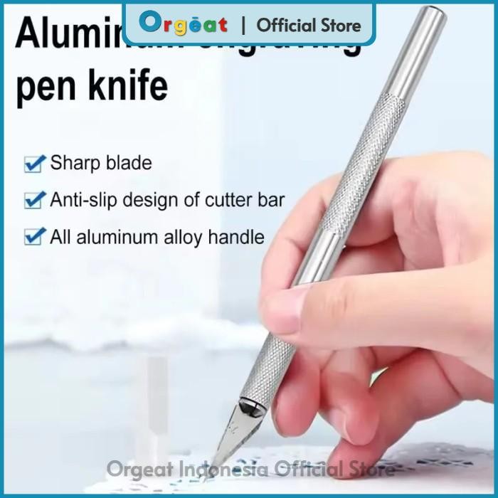 

OGT - Set Pisau Ukir + 5 Mata Pisau Stainless Steel Aluminium Alloy Tajam Crafting DIY High Quality by ORGEAT