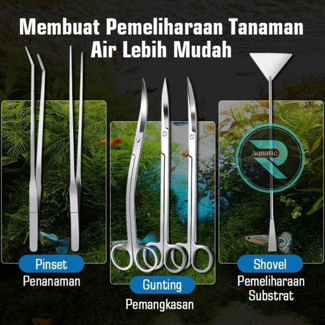 aquascape tool set gunting pinset scraper stainless