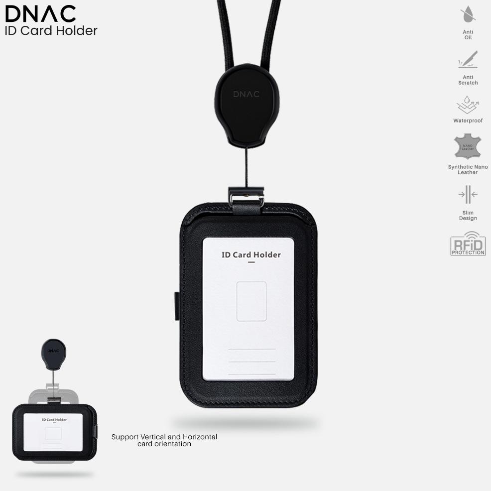 

DNAC ID Card Holder and Card Slots with Ribbon Lanyard - Black
