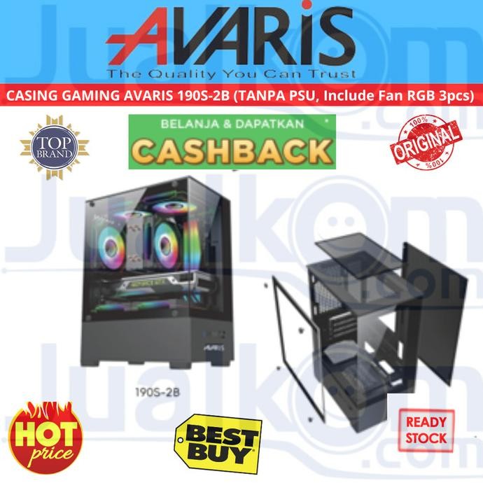 [jyshop] Casing PC Gaming Case AVARIS Free 3 Fan RGB