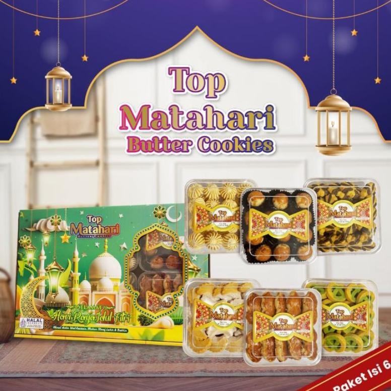 

KUE KERING TOP MATAHARI PREMIUM/ PAKET LEBARAN ISI 6 TOPLES/LENGKAP DENGAN BUBBLE/PAKET EKONOMIS.