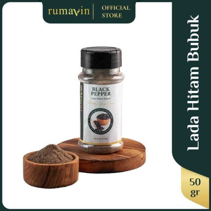 

Rumavin - Premium Rempah Black Pepper Powder / Lada Hitam Bubuk Botol 50gr nUg