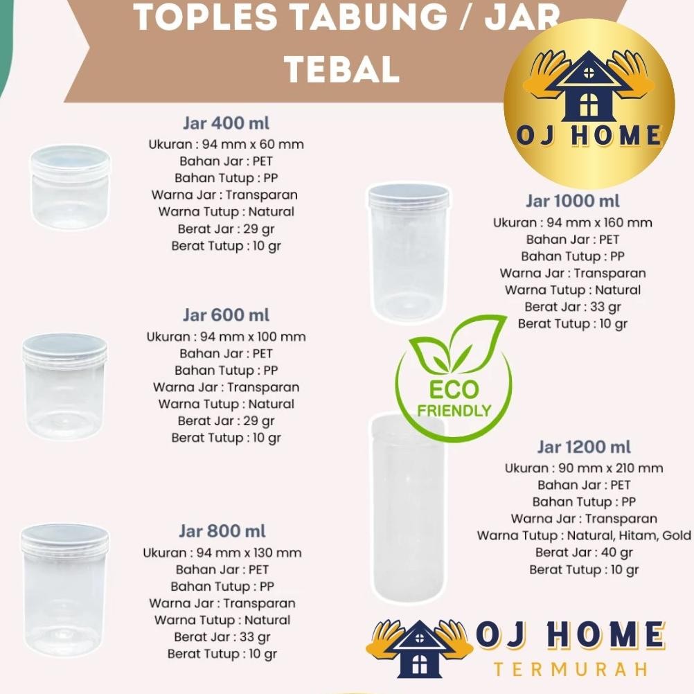 Bisa Cod Toples Tabung Plastik 400 600 800 1000 1200 Ml - Jar Cylinder Tebal 400Ml 600Ml 800Ml 1000M