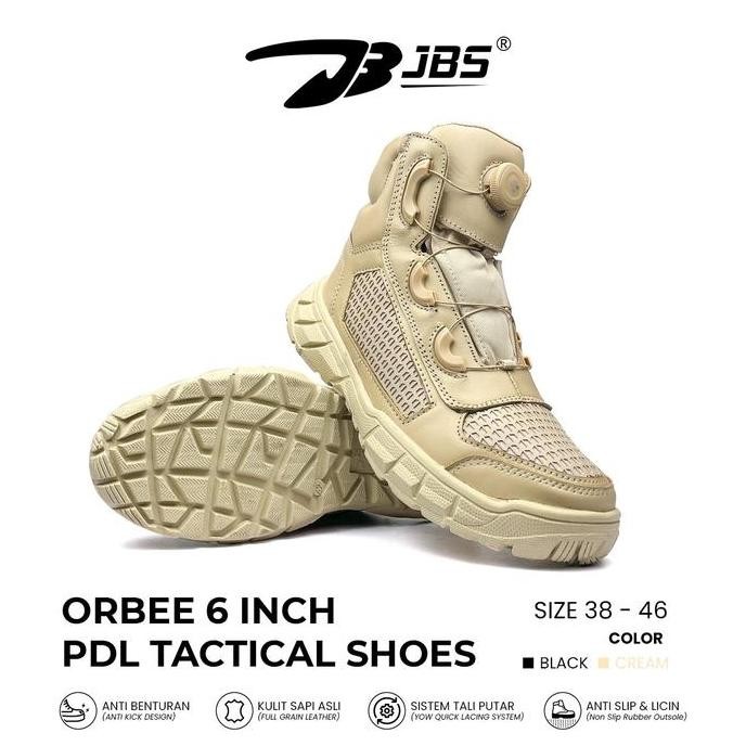 Sepatu Tactical Original Rafale Bee 6 inch CREAM Lacing System / Sepatu PDL Tali putar Termurah / Se