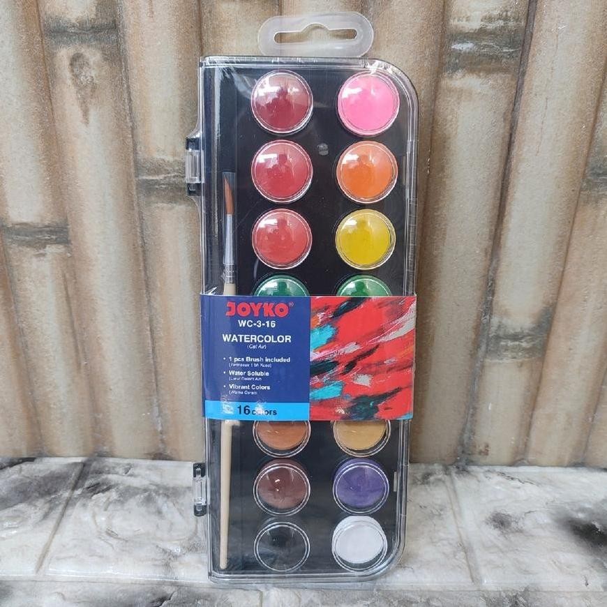 

rf-45 It34 Watercolor Set Cat Air JOYKO WC-3 - 16 Warna Bonus Kuas Melukis / Cat AIr Lukis Hemat Sale