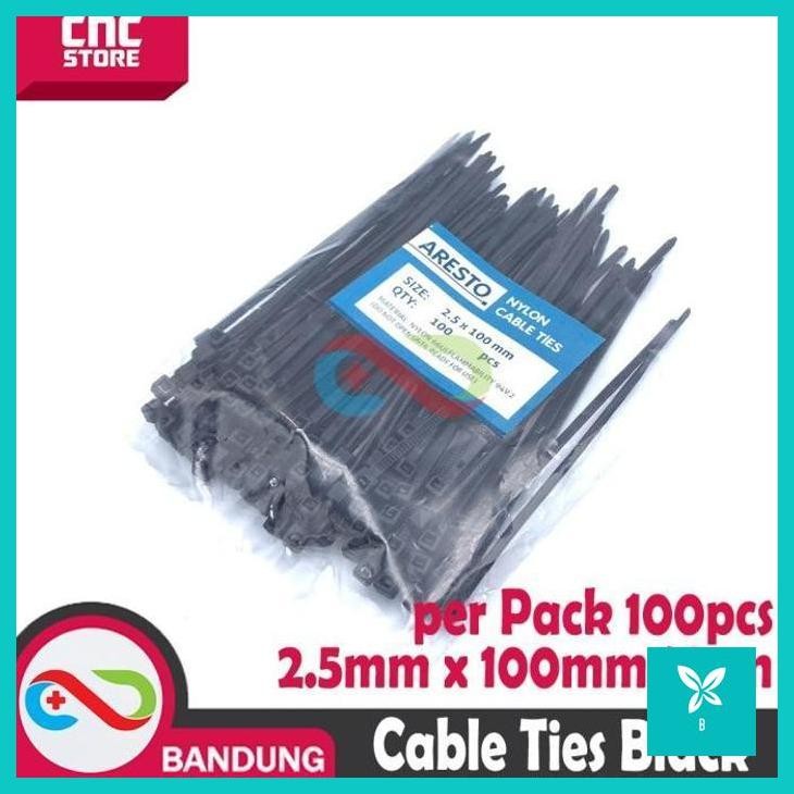 

| CNS | CABLE KABEL TIES TIS 2.5X100MM 10CM - HITAM PACK 100PCS