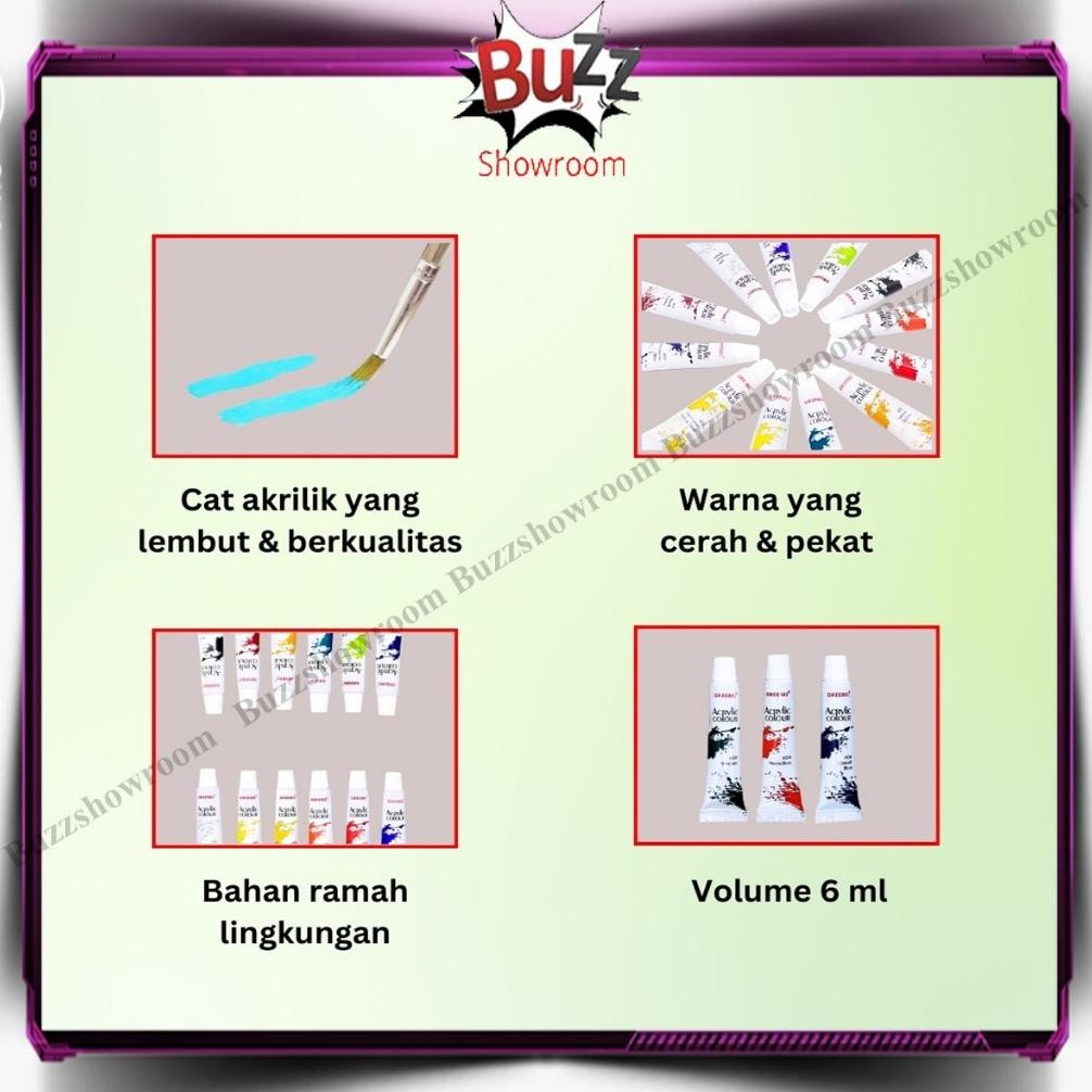 

ty-65 rg-4 Cat Acrylic Greebel 6ml 12 Warna Premium Set 12W Akrilik Murah Berkualitas