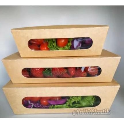 

hg-24 AZQ-16 Food Grade Brown Kraft Paper Lunch Box (XL) / Paper Box Windows @25 pcs Viral Hemat