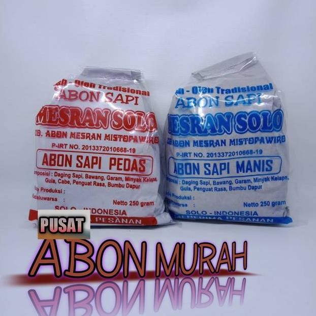

Promo Abon Sapi Mesran Manis 250Gr /Abon Sapi Mesran Khas Solo Enak Asli