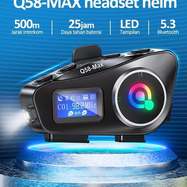 Bonyo Layar Lcd Helm Interom Q58Ma Chip Bluetooth Chip Bluetooth Qualcomm 5.0 Fm Radio Interom Dua A