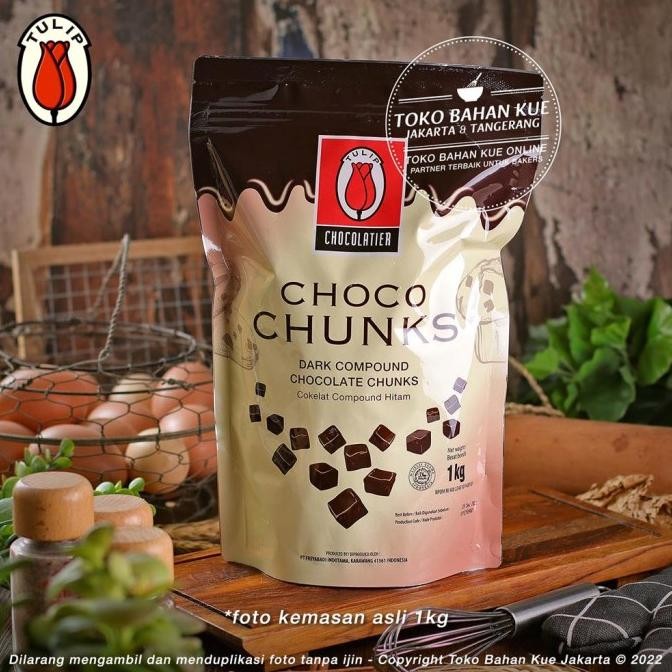 

Tulip Dark Chocolate Compound Choco Chunks 1Kg Cokelat Coklat Potongan liquid