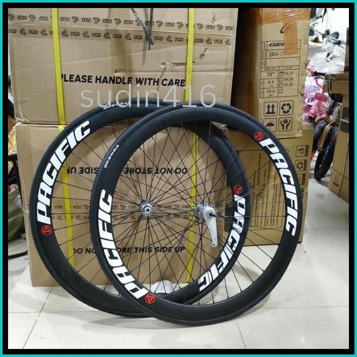 WHEEL SET 1 SET VELG RIM FIXIE 700C PACIFIC BAN KENDA SIAP PAKAI HUB TORPEDO