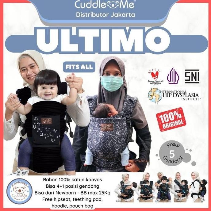 Cuddle Me ULTIMO Gendongan Bayi Depan SSC Hipseat M Shape Newborn 0-3 Tahun 25kg polos AERO LM99